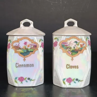 LOT 140: German Made Lustre Ceramic Kitchen Canisters