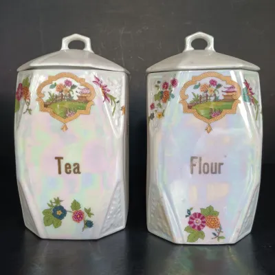 LOT 140: German Made Lustre Ceramic Kitchen Canisters