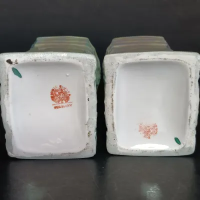 LOT 141: White Block German Made Lustre Ceramic Kitchen Canisters