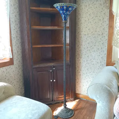 LOT 138: Tiffany-Style Blue Star Torchiere