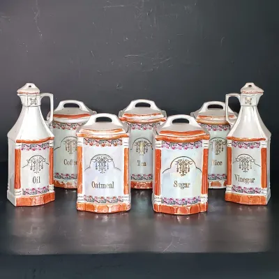 LOT 26: German Made Lustre Ceramic Kitchen Canisters