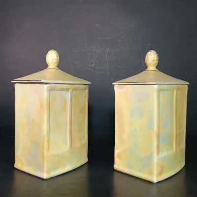 LOT 137: Czechoslovakian Lustre Ceramic Kitchen Canisters