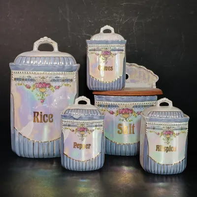 LOT 24: German Made Lustre Ceramic Kitchen Canisters