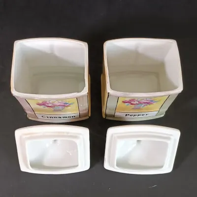 LOT 137: Czechoslovakian Lustre Ceramic Kitchen Canisters