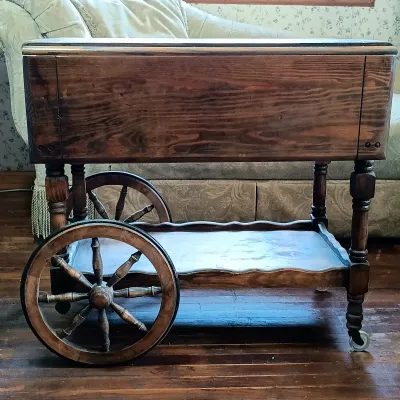 LOT 154: Vintage Wood Tea Cart
