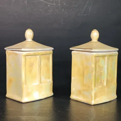 LOT 137: Czechoslovakian Lustre Ceramic Kitchen Canisters