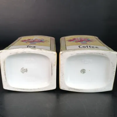 LOT 137: Czechoslovakian Lustre Ceramic Kitchen Canisters