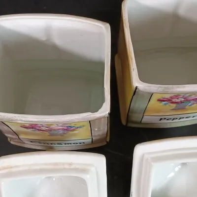 LOT 137: Czechoslovakian Lustre Ceramic Kitchen Canisters