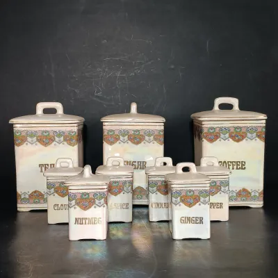 LOT 22: TBICO Czechoslovakia Ceramic Kitchen Canisters