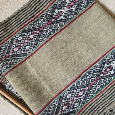 Andean handwoven wool textile panel with pallay diamond motifs 2