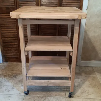 LOT 249: Oasis Island Collapsible Rolling Wood Kitchen Cart