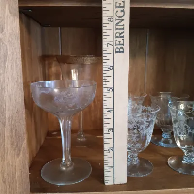 LOT 254: Vintage Etched Crystal Glassware