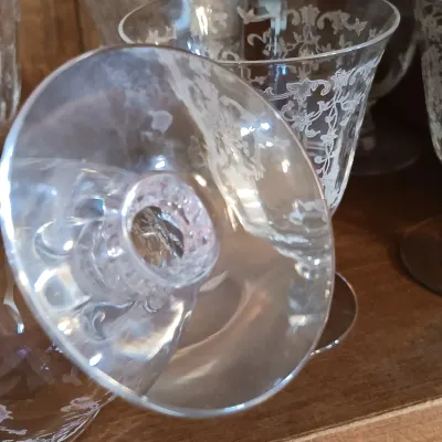 LOT 254: Vintage Etched Crystal Glassware