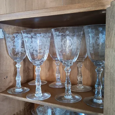 LOT 254: Vintage Etched Crystal Glassware