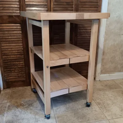 LOT 249: Oasis Island Collapsible Rolling Wood Kitchen Cart