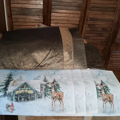 LOT 250: Large Collection of Holiday Linen Placemats and Napkins with NIP Paper Napkins