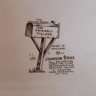 LOT 252: Johnson Brothers England 'The Friendly Village' Tiered Cake Plate, Tureen & Serving Platters
