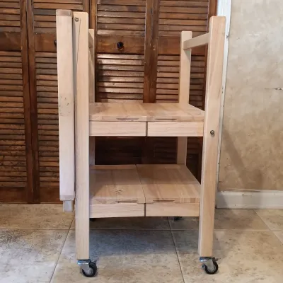 LOT 249: Oasis Island Collapsible Rolling Wood Kitchen Cart