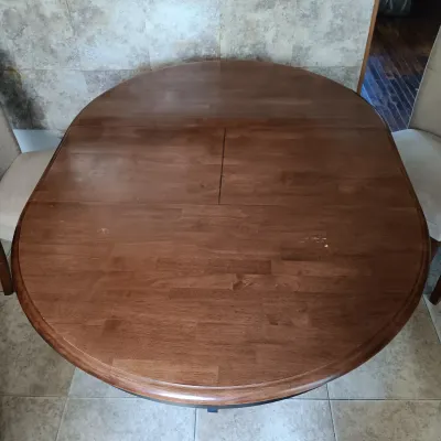 LOT 244: Butterfly-Leaf Dining Table with Upholstered Chairs