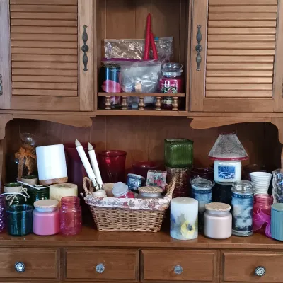 LOT 246: Large Collection of Candles, Vases & More