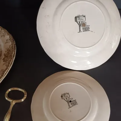 LOT 252: Johnson Brothers England 'The Friendly Village' Tiered Cake Plate, Tureen & Serving Platters