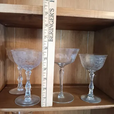 LOT 254: Vintage Etched Crystal Glassware