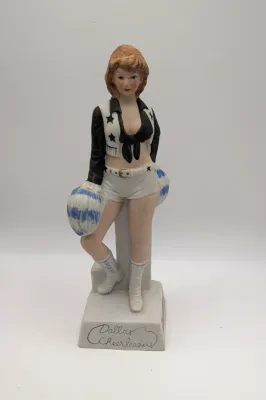 Sale Photo Thumbnail #251: Missing the cork on the bottom

The Vintage 1978 Hoffman Dallas Cowboys Cheerleader Whiskey Decanter is a collectible porcelain liquor bottle manufactured by the Hoffman Distilling Company. Resembling the iconic Dallas Cowboys cheerleaders in their classi