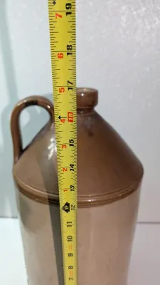 Sale Photo Thumbnail #478: Antique Half Gallon English Pearsons Jug/Brown & Tan Ceramic Made in England Crock/Chesterfield Thick and Heavy Stoneware Ceramic