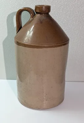 Sale Photo Thumbnail #471: Antique Half Gallon English Pearsons Jug/Brown & Tan Ceramic Made in England Crock/Chesterfield Thick and Heavy Stoneware Ceramic