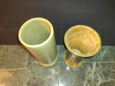 Pair of Pottery Vases- One Marked USA