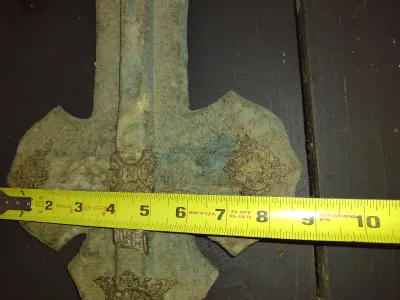 Vintage French Crucifix Holy Water Font- Measures Approx 14" x 8 3/4"