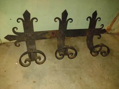 Antique Metal Three Hook Rack for Wall Mounting- Approx 26" Wide