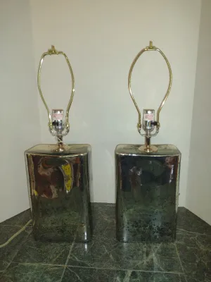Pair of Mercury Glass Table Top Lamps