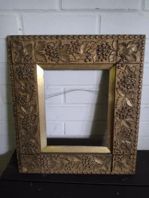 Vintage Ornate Gilded Wood Frame- Grapes and Leaves Design- Approx 14 3/4" x 17 1/2"