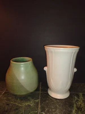 Pair of Pottery Vases- One Marked USA
