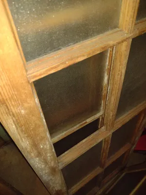 Pair of Wood Framed Eight Panel Windows with Original Hardware- Approx 47 1/2" Tall, 17" Wide (Bas-C).