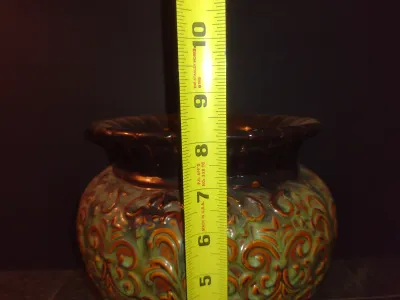 Glazed Ceramic Planter- Approx 8 1/4" Tall, 8" Wide