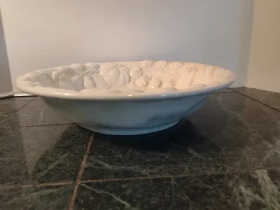 Williams Sonoma Italian Porcelain Serving Bowl- Fruit and Vegetable Design- Approx 12 1/2" Wide