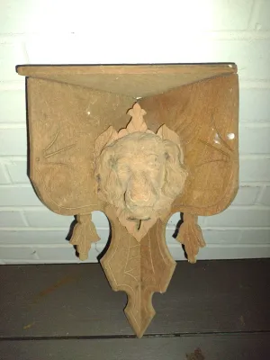 Wooden Wall Corner Display Shelf with Dog Design- Approx 10" Wide, 17" Tall