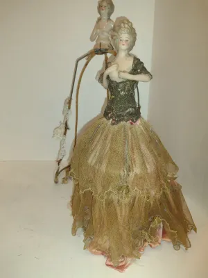 Collection of Ceramic Half Dolls with Metal Cage Bases- Some for Lampshades, Some are Boudoir Lamps- Four Pieces