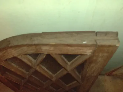 Wood and Glass Architectural Decor- Approx 20" Wide, 28 1/2" Tall, 1 3/4" Deep (Bas)
