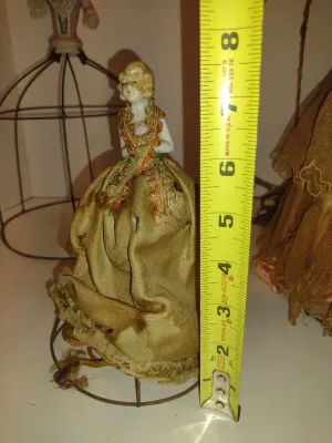 Collection of Ceramic Half Dolls with Metal Cage Bases- Some for Lampshades, Some are Boudoir Lamps- Four Pieces