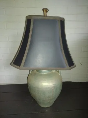 Pottery Table Top Lamp with Shade- Approx 26 1/4" Tall (P)