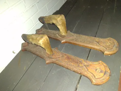 Pair of Rustic Wood Planks with Natural Hoof Hooks