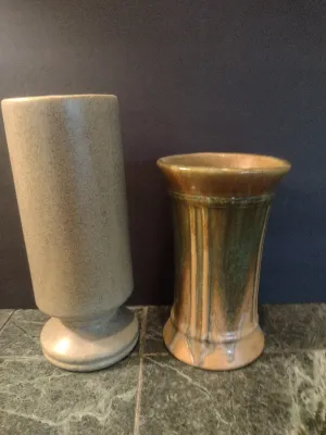 Pair of Pottery Vases- One Marked USA