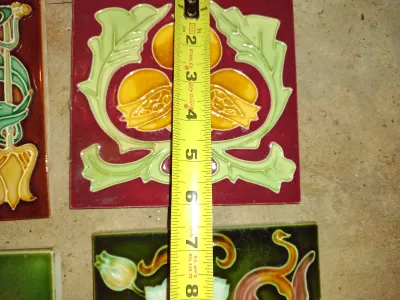 Collection of Glazed Tiles- Some Art Nouveau- Approx 20 Pieces- Each Approx 6" Square (G)