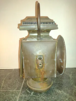 Antique Brass Oil Carriage Lamp- Approx 12 1/2" Tall
