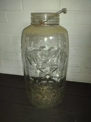 Vintage Large Mason's Jar 1858 Patent with Federal Eagle Design- Approx 18 1/2" Tall