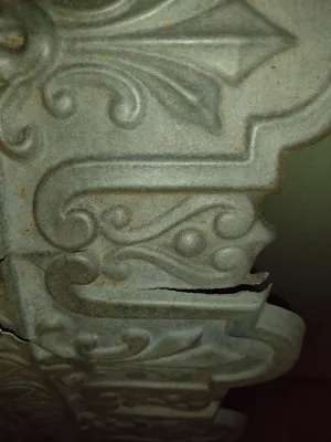 Antique Stamped Metal Decorative Trim- Approx 39 1/4" Long, 9 1/2" Tall- Three Pieces (Bas)