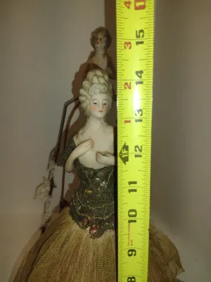 Collection of Ceramic Half Dolls with Metal Cage Bases- Some for Lampshades, Some are Boudoir Lamps- Four Pieces
